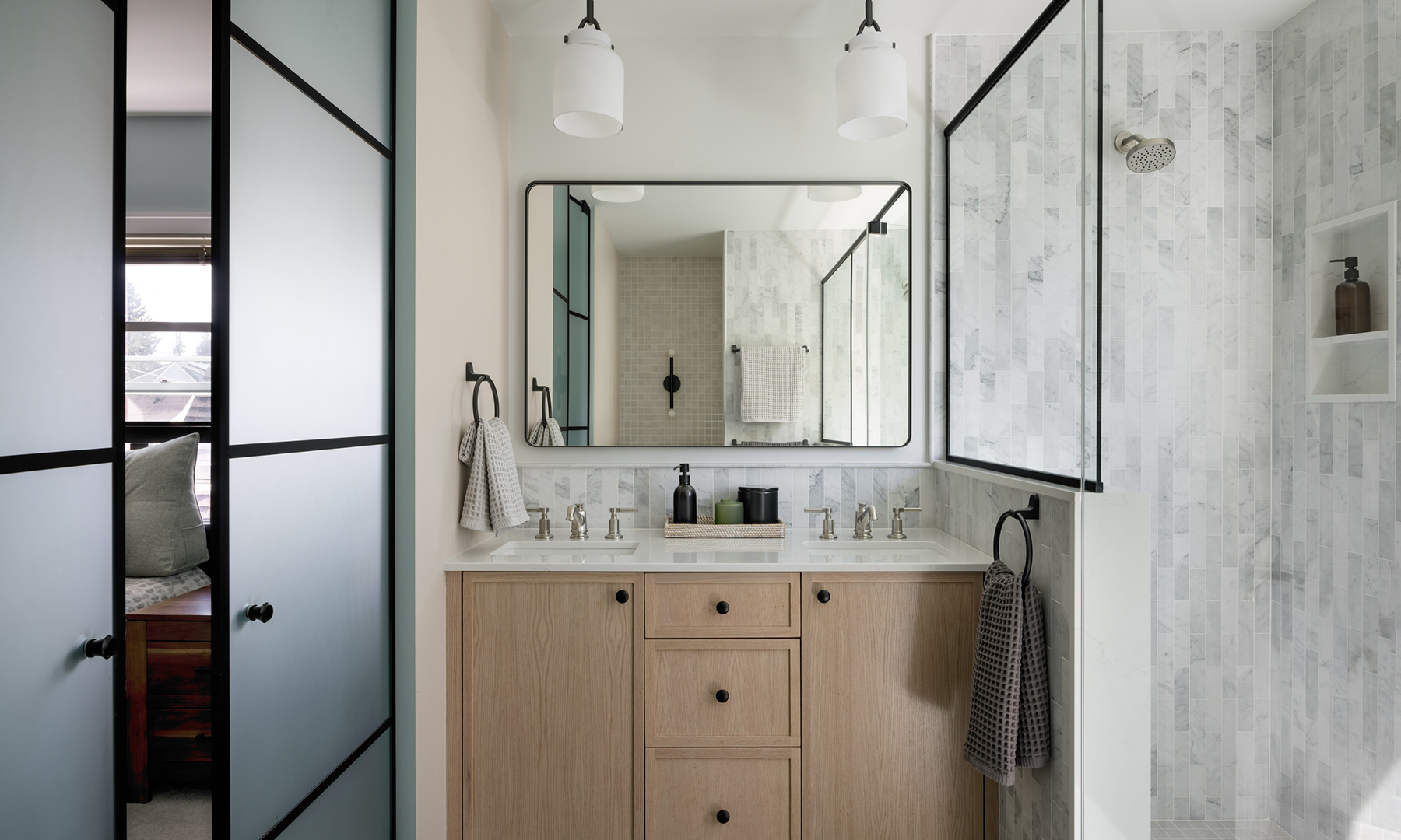 double vanity in luxury seattle primary bathroom